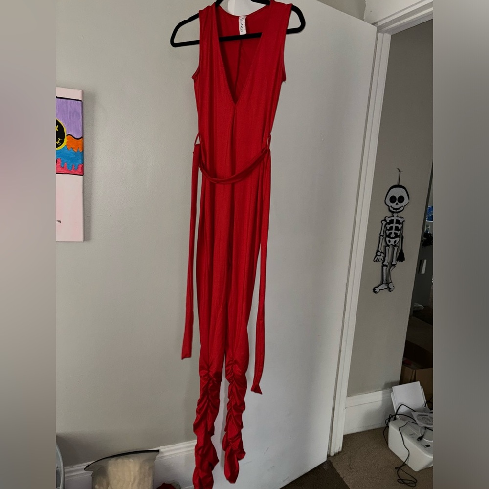 Red onsie with crinkle ankles